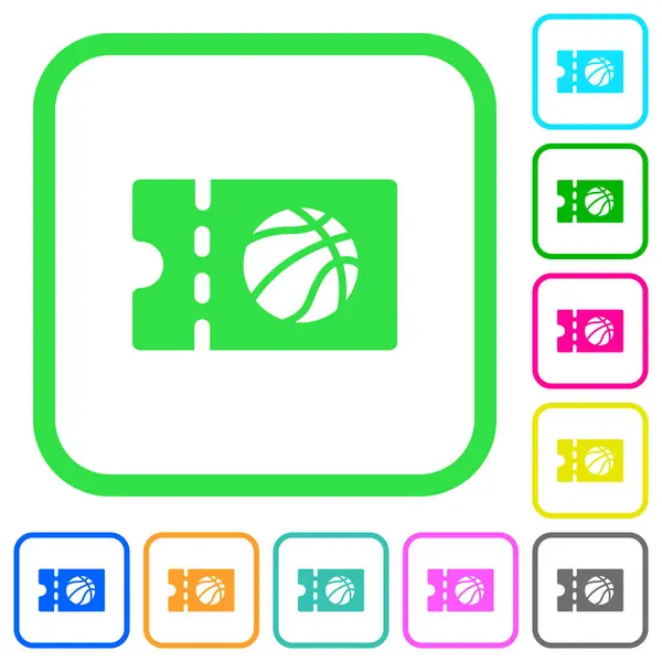 Basketball Rabattcoupon Lebendige Farbige Flache Symbole Gebogenen Rändern Auf Weißem — Stockvektor