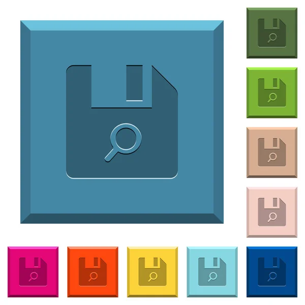 Encontrar Iconos Archivo Grabado Botones Cuadrados Con Bordes Varios Colores — Vector de stock
