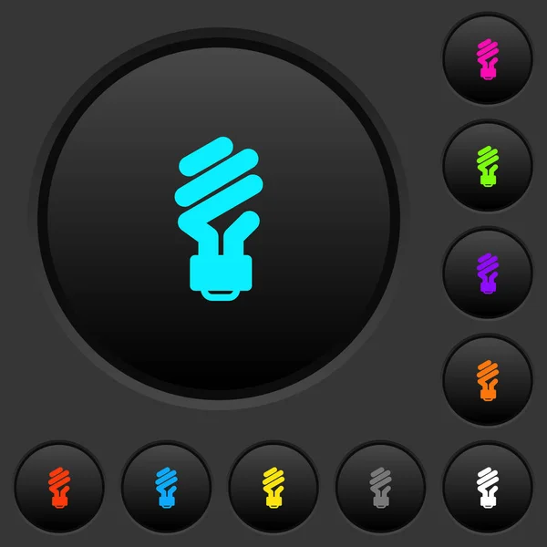 Energy Saving Fluorescent Light Bulb Dark Push Buttons Vivid Color — Stock Vector