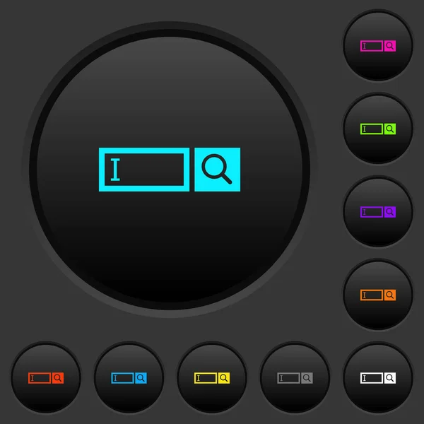 Окно Поиска Курсором Темные Кнопки Яркими Цветовыми Значками Темно Сером — стоковый вектор