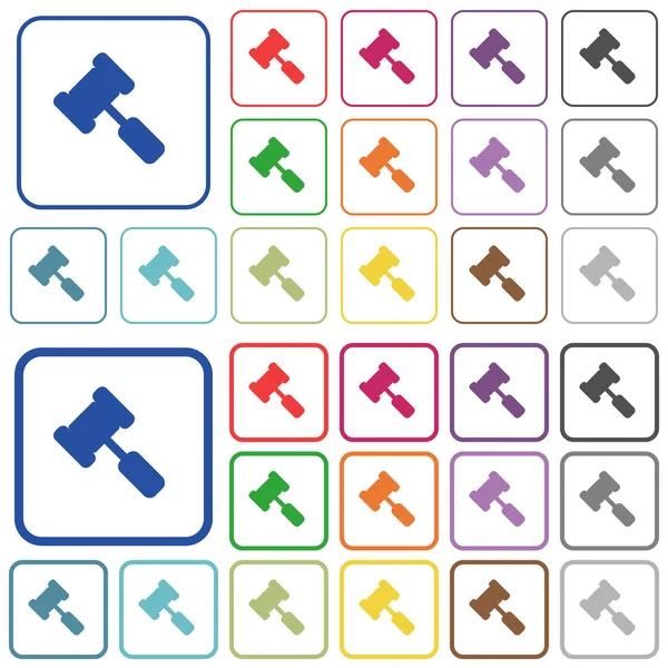 Richter Hammer Farbe Flache Symbole Abgerundeten Quadratischen Rahmen Dünne Und — Stockvektor