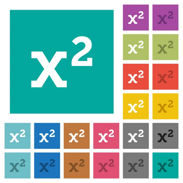 Mathematik Exponentiation Mehrfarbige Flache Symbole Auf Einfachen Quadratischen Hintergründen Inklusive — Stockvektor