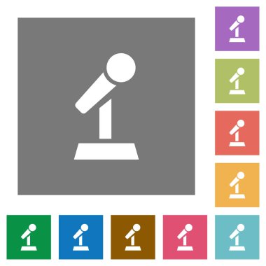 Mikrofon standı düz simgeler basit renkli kare arka planlar ile