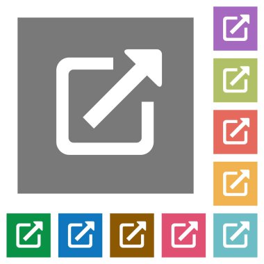 Dış bağlantı düz simgeler basit renkli kare arka planlar