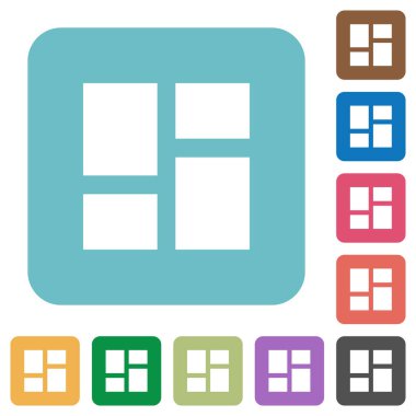 Yönetim paneli, renkli yuvarlak kare arkaplan üzerine beyaz düz simgeleri paneller