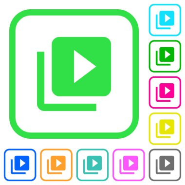 Beyaz arka plan üzerinde eğri sınırları video kütüphane canlı renkli düz simgeler