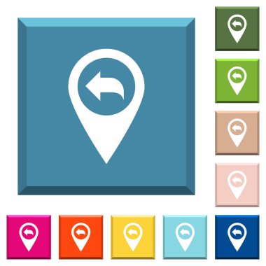 Önceki Gps konumu beyaz simgeleri çeşitli moda renklerde ucu keskin kare düğmeleri göster