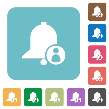 Kullanıcı anımsatıcı beyaz düz simgeler renk üzerinde yuvarlak kare arka planlar