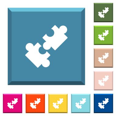 İşbirliği beyaz simgeleri çeşitli moda renklerde ucu keskin kare düğmeleri