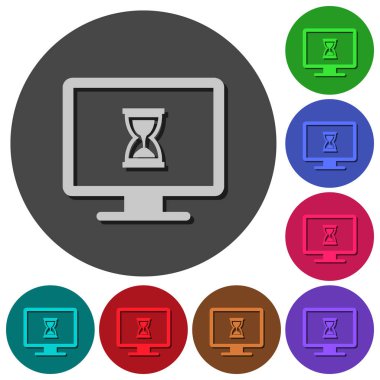 Yuvarlak meşgul bilgisayar simgeler renk gölgeli arka planlar için malzeme tasarım