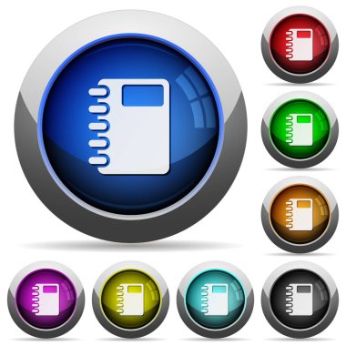 Spiral Defter simgeler parlak düğmeler ile çelik çerçevelemek yuvarlak