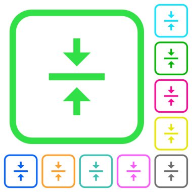 Dikey hizalama beyaz arka plan üzerinde eğri sınırları merkezi canlı renkli düz simgeler