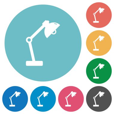 Resepsiyon lamba düz beyaz simgeleri yuvarlak renkli arka planlar