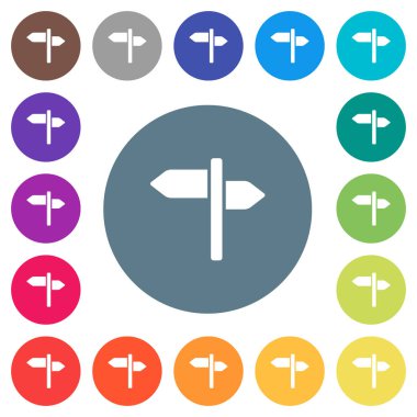 Yuvarlak renkli arka planlar tabelasını düz beyaz simgeleri. 17 arka plan renk değişimleri dahil.