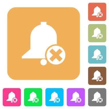 Uyarı mektubu düz simgeler Yuvarlatılmış kare canlı renkli arka planlar üzerinde iptal.