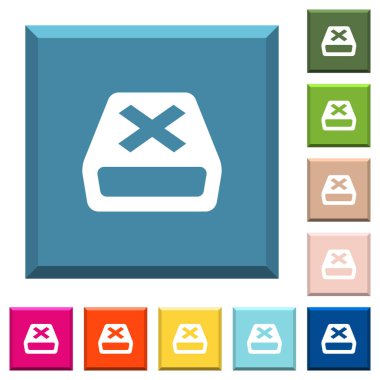 Modaya uygun çeşitli renklerde ucu keskin kare düğmeleri beyaz simgeleri kaldırma