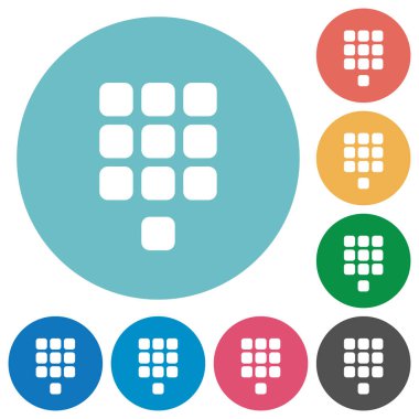 Yuvarlak renkli arka planlar yastık düz beyaz simgeler çevirin