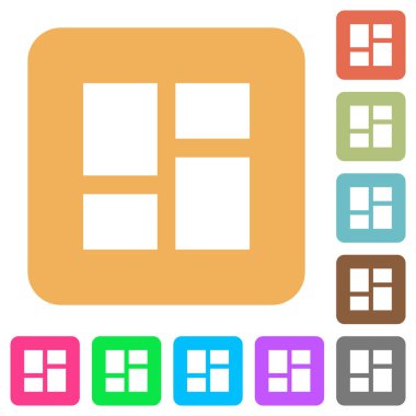 Yönetici tablosu Yuvarlatılmış kare canlı renkli arka planlar üzerinde düz simgeler panelleri.