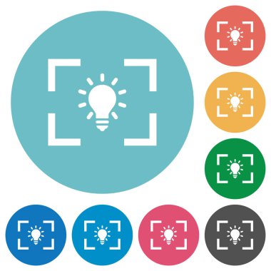 Yuvarlak kamera beyaz dengesi tungsten modu düz beyaz simgeler üzerinde renkli arka planlar