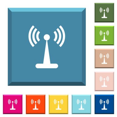 WLAN ağ beyaz simgeleri çeşitli moda renklerde ucu keskin kare düğmeleri