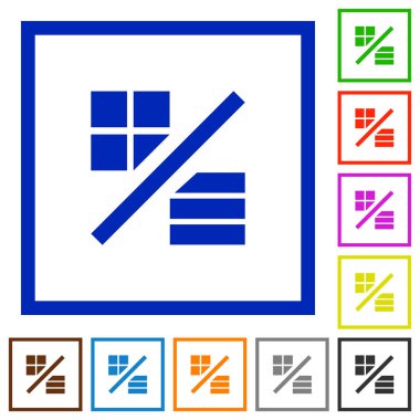 Beyaz arka plan üzerinde kare kare modu düz renk simgeleri göster