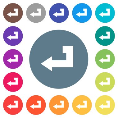 Anahtar düz beyaz simgeler yuvarlak renkli arka planlar üzerinde geri. 17 arka plan renk değişimleri dahil.