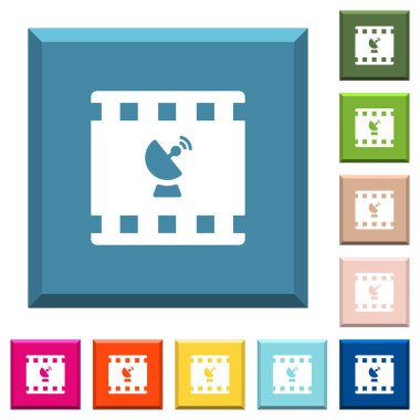 Modaya uygun çeşitli renklerde ucu keskin kare düğmeleri beyaz simgeleri yayın film