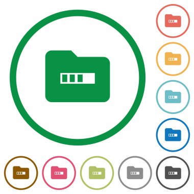 Klasör düz renk simgeleri beyaz arka plan üzerinde yuvarlak anahatlar olarak işleme