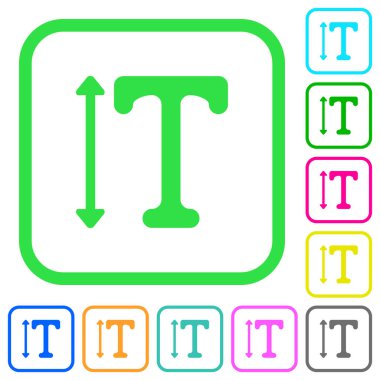 Yazı tipi yüksekliği canlı renkli düz simgeler beyaz arka plan üzerinde eğri sınırları ayarlama