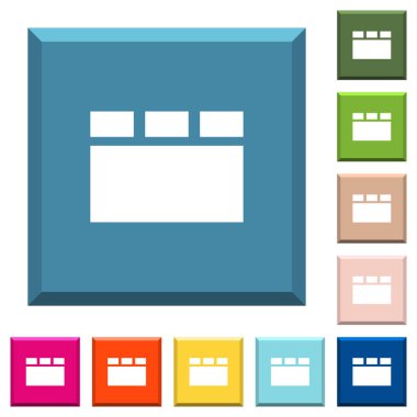 Yatay sekmeli düzen beyaz simgeleri çeşitli moda renklerde ucu keskin kare düğmeleri