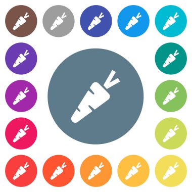 Havuç düz beyaz simgeleri yuvarlak renkli arka planlar. 17 arka plan renk değişimleri dahil.