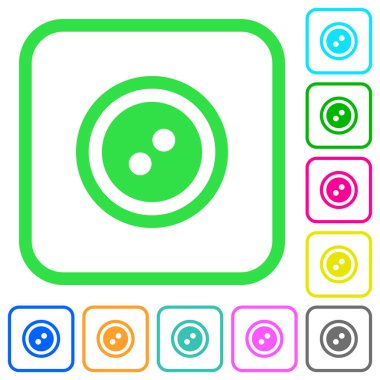 Beyaz arka plan üzerinde eğri sınırları içinde canlı renkli düz simgeler 2 elbise düğme delikleri