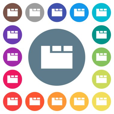 Yatay düzen yuvarlak renkli arka planlar etkin düz beyaz simgeleri sekmeli. 17 arka plan renk değişimleri dahil.