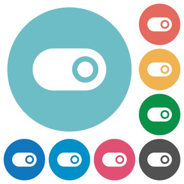 Yuvarlak renkli arka planlar üzerinde düz beyaz simgeleri Değiştir