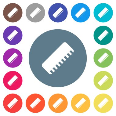 Cetvel düz beyaz simgeleri yuvarlak renkli arka planlar. 17 arka plan renk değişimleri dahil.