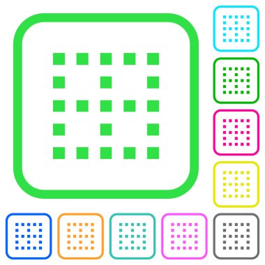 Beyaz arka plan üzerinde eğri sınırları içinde düz simgeler sınır canlı renkte