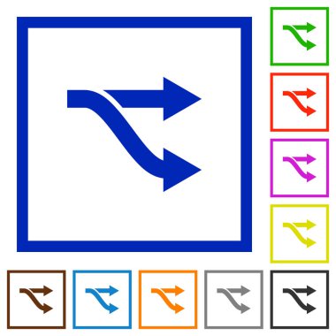 Kare kare beyaz arka plan üzerinde çatal düz renk simgeleri