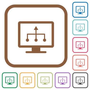 Kare kare beyaz arka plan üzerinde renkli TV seçin kaynak basit simgeler yuvarlak
