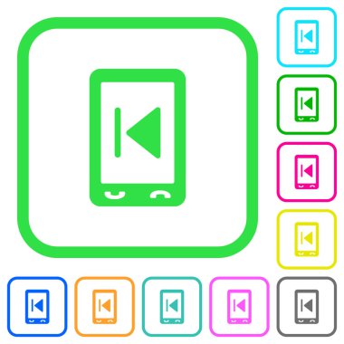 Mobil medya önceki canlı renkli düz simgeler beyaz arka plan üzerinde eğri sınırları içinde