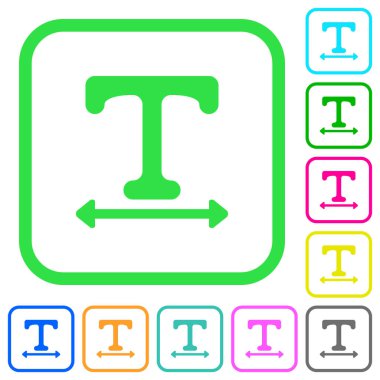 Yazı tipi genişliği canlı renkli düz simgeler beyaz arka plan üzerinde eğri sınırları ayarlama