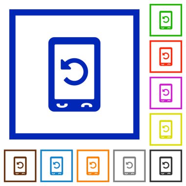 Cep tekrar arama kare kare beyaz arka plan üzerinde düz renk simgeleri