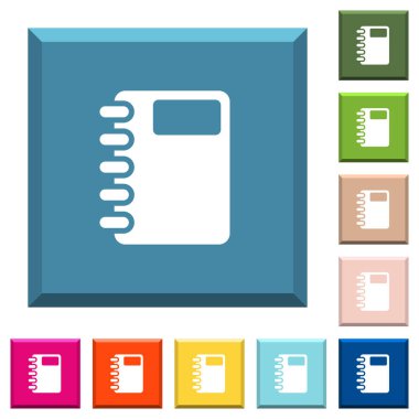 Spiral Defter beyaz simgeleri çeşitli moda renklerde ucu keskin kare düğmeleri