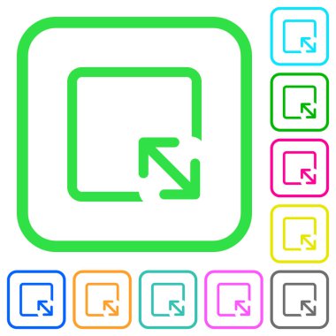 Beyaz arka plan üzerinde eğri sınırları nesne canlı renkli düz simgelerini yeniden boyutlandırmak