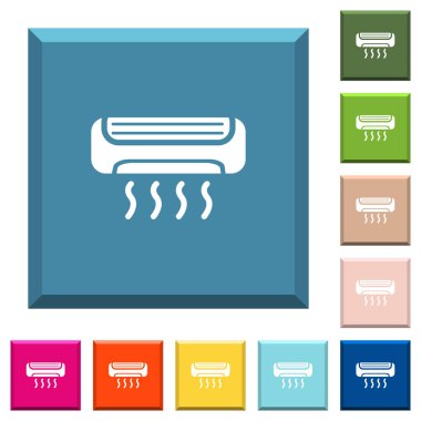 Klima beyaz simgeleri çeşitli moda renklerde ucu keskin kare düğmeleri