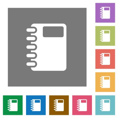 Spiral Defter düz simgeler basit üzerinde kare arka planlar renk