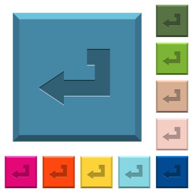 Anahtar oyulmuş simgeleri çeşitli moda renklerde ucu keskin kare düğmeleri döndürür