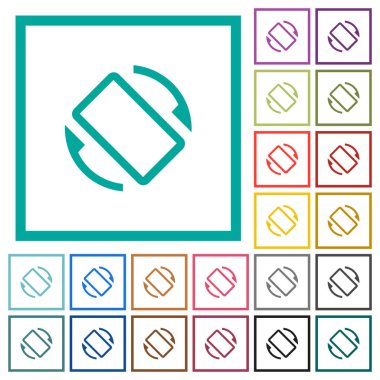 Mobil ekran otomatik döndürme düz renk simgeleri beyaz arka plan üzerinde çeyreği çerçeveli