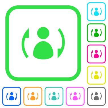 Beyaz arka plan üzerinde eğri sınırları içinde canlı renkli düz simgeler syncronize rehber