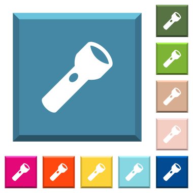 El feneri beyaz simgeleri çeşitli moda renklerde ucu keskin kare düğmeleri