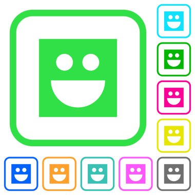 Beyaz arka plan üzerinde eğri sınırları Smiley canlı renkli düz simgeler